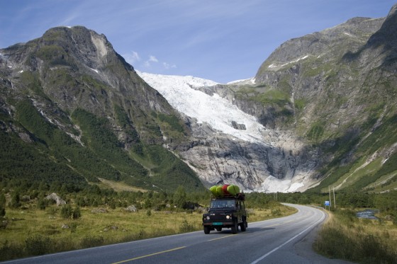 Glacier shuttle driving.